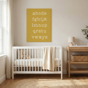 Alphabet Letters Minimalist Typewriter Yellow Faux Canvas Print