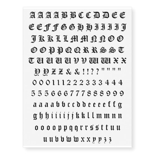 tattoo font alphabet letters