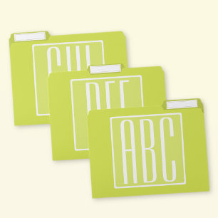 Alphabet Letters or Initials   Lime File Folder