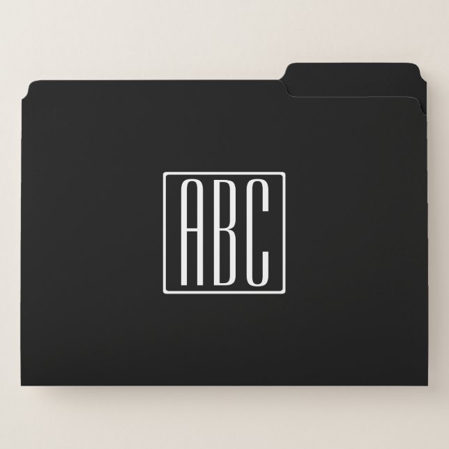 Alphabet Letters or Initials | White On Black File Folder (Front Right)