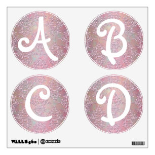 Alphabet Letters Pinnk Damask Girly A, B, C, D Wall Decal