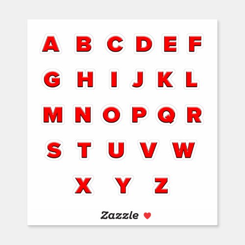 Alphabet Letters Sticker Sheet  Embossed Look