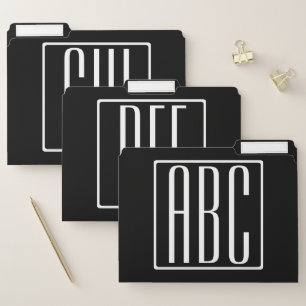 Alphabet Letters White On Black File Folder
