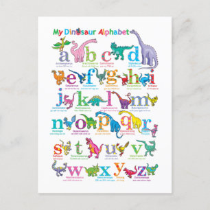 Alphabet list of Dinosaurs Postcard