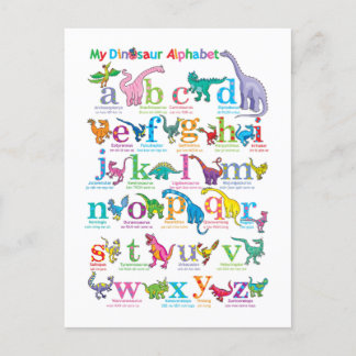Alphabet list of Dinosaurs Postcard