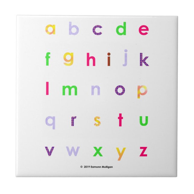 Alphabet Lower Case Letters Ceramic Tile (Front)