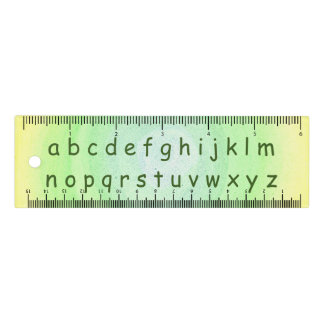 Alphabet lower case letters on green yellow blends ruler