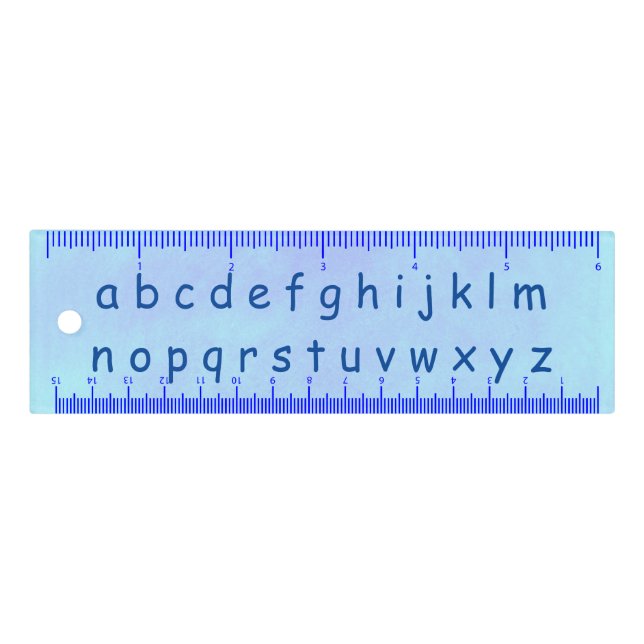 Alphabet Lower Case Letters on Light Blue Blends Ruler (Front)