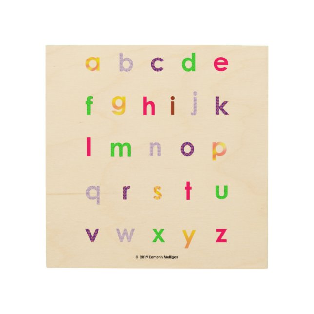 Alphabet Lower Case Letters Wood Wall Art (Front)