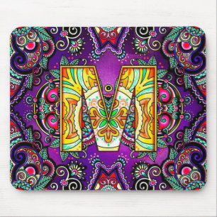 Alphabet M mandala Mouse Pad