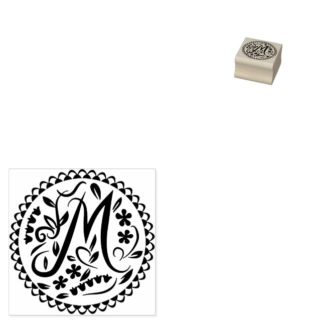Alphabet M Rubber Stamp (Stamped)