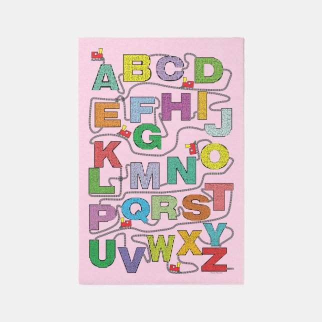 Alphabet Maze Puzzles Railroad Rug (Front (Vertical))