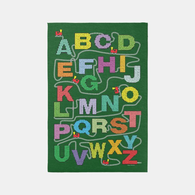 Alphabet Maze Puzzles Railroad Rug (Front (Vertical))