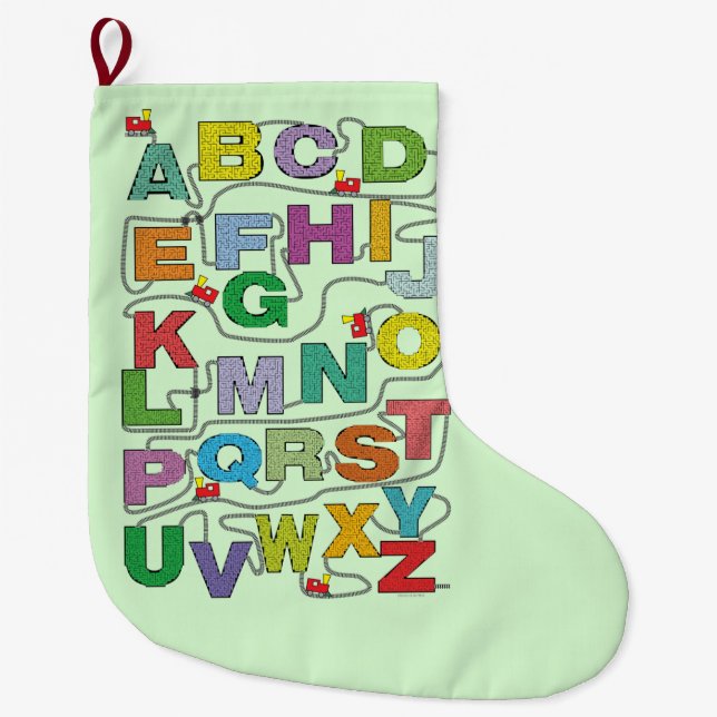 Alphabet Maze Train Poster Large Christmas Stocking (Front)
