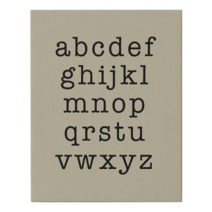 Alphabet Minimalist Typewriter Typography Beige Faux Canvas Print