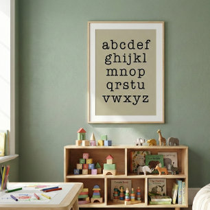 Alphabet Minimalist Typewriter Typography Khaki Poster