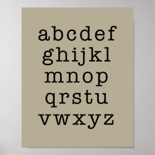 Alphabet Minimalist Typewriter Typography Khaki Poster