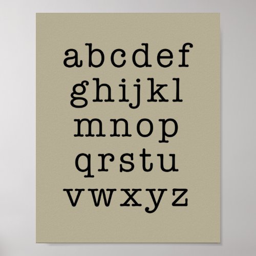 Alphabet Minimalist Typewriter Typography  Khaki Poster