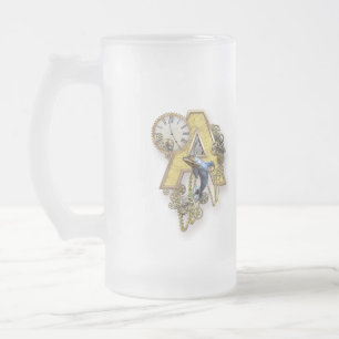 Alphabet-monogram capital-letter A Frosted Glass Beer Mug