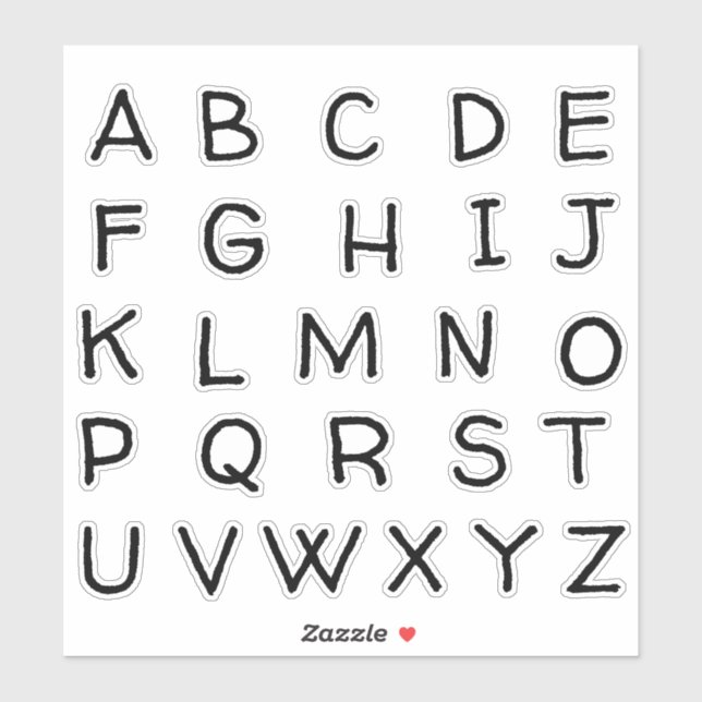 Alphabet Monogram Letters Initial Sticker (Sheet)