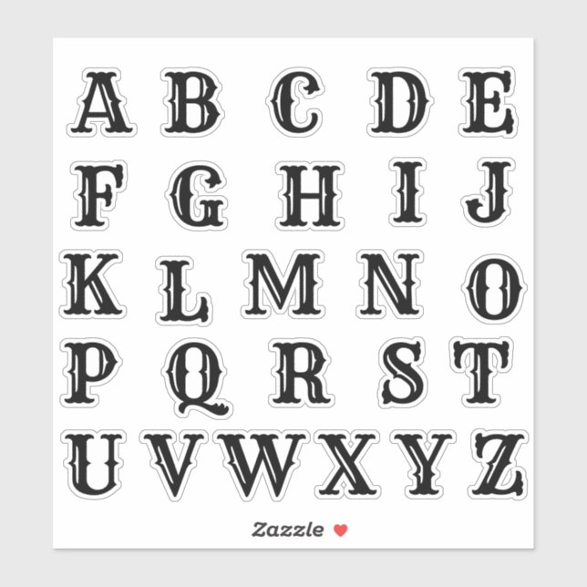 Alphabet Monogram Letters Initial Sticker (Sheet)