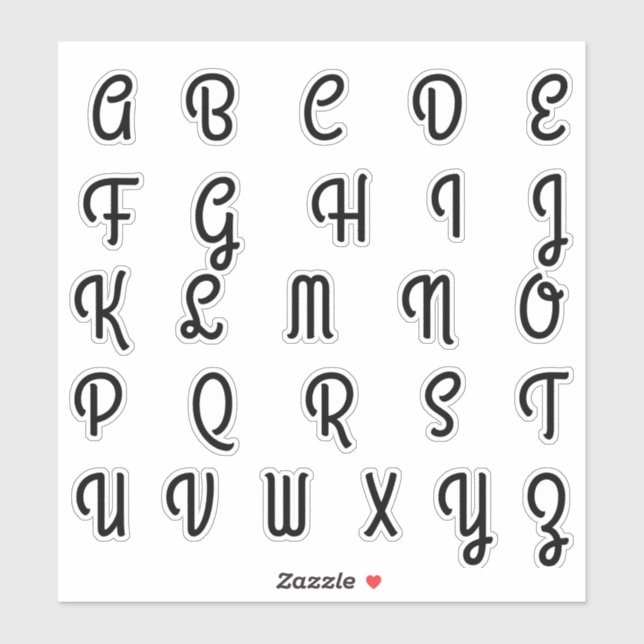 Alphabet Monogram Letters Initial Sticker (Sheet)