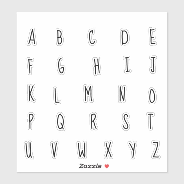 Alphabet Monogram Letters Initial Sticker (Sheet)