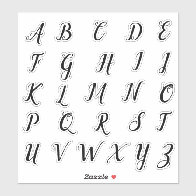Alphabet Monogram Letters Initial Sticker (Sheet)