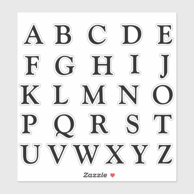 Alphabet Monogram Letters Initial Sticker (Sheet)