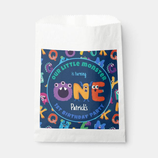 Alphabet Monsters 1st Birthday Our Little Monster Favor Bag (Front)
