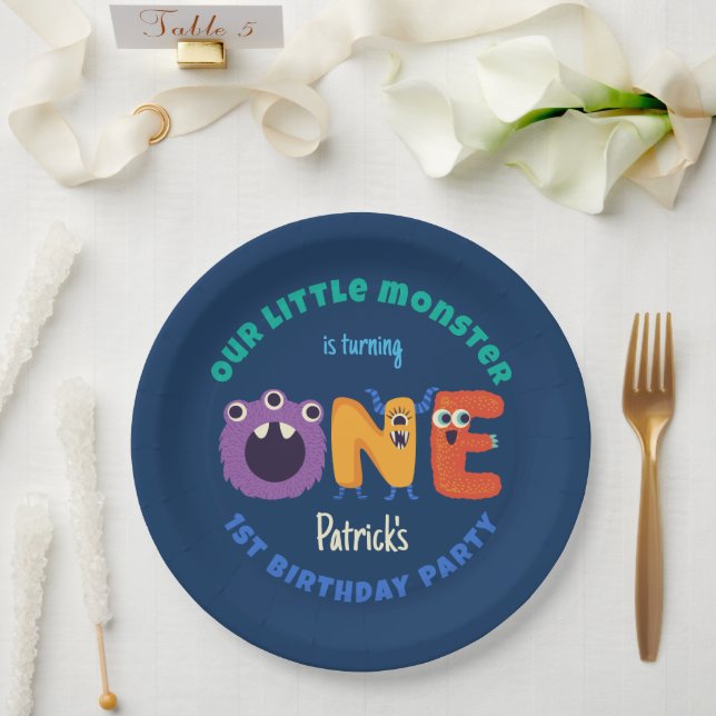 Alphabet Monsters 1st Birthday Our Little Monster Paper Plates (Wedding)