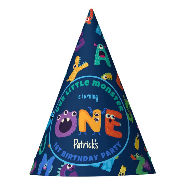 Alphabet Monsters 1st Birthday Our Little Monster Party Hat (Front)