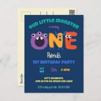 Alphabet Monsters 1st Birthday Our Little Monster  Postcard