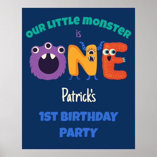 Alphabet Monsters 1st Birthday Our Little Monster  Poster