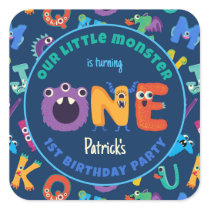 Alphabet Monsters 1st Birthday Our Little Monster Square Sticker