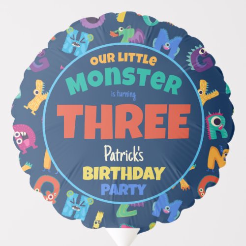 Alphabet Monsters Birthday Little Monster Add Age Balloon