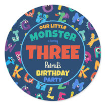 Alphabet Monsters Birthday Little Monster Add Age Classic Round Sticker