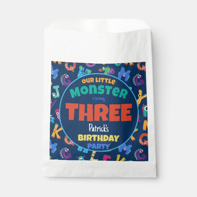 Alphabet Monsters Birthday Little Monster Add Age Favor Bag (Front)