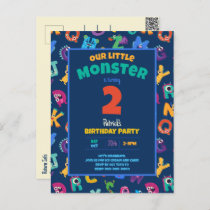 Alphabet Monsters Birthday Little Monster Add Age Postcard