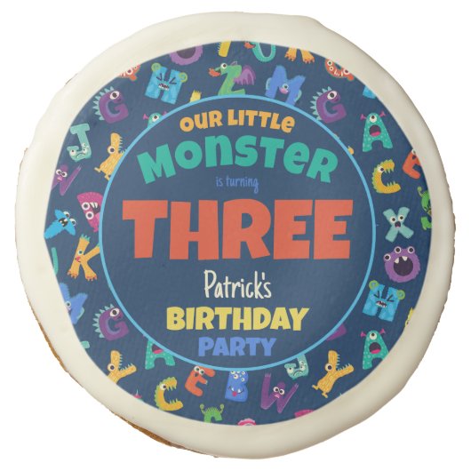 Alphabet Monsters Birthday Little Monster Add Age Sugar Cookie (Front)