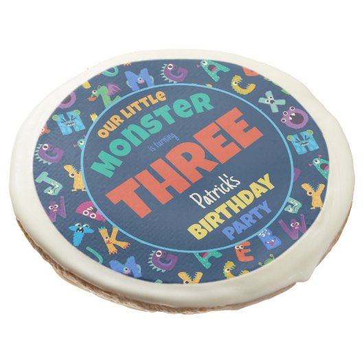 Alphabet Monsters Birthday Little Monster Add Age Sugar Cookie (Angled)