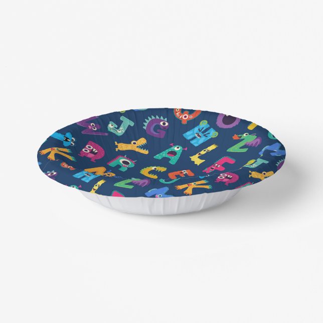 Alphabet Monsters Birthday Little Monster Pattern Paper Bowls (Angled)