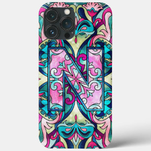 Alphabet N mandala iPhone 13 Pro Max Case