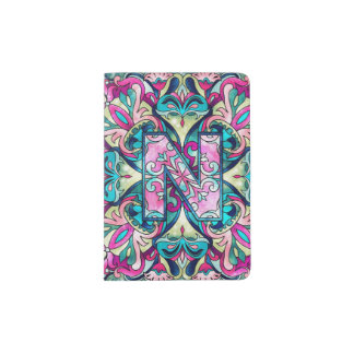 Alphabet N mandala Passport Holder