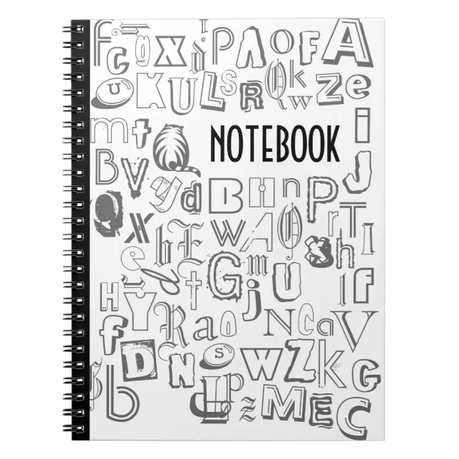 Alphabet Notebook (Black) | Zazzle