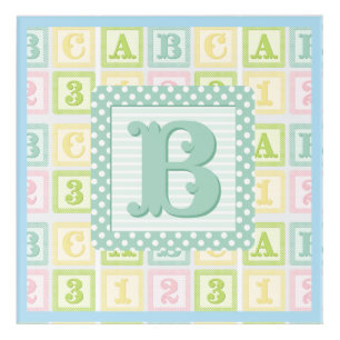 Alphabet Numbers Pastel Blue Boy Nursery Acrylic Print