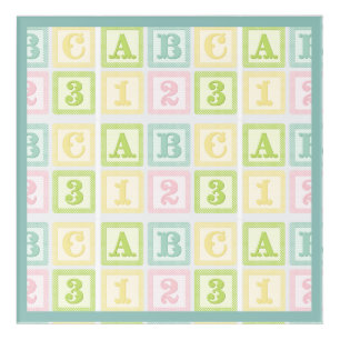 Alphabet Numbers Pastel Boy Girl Nursery Acrylic Print