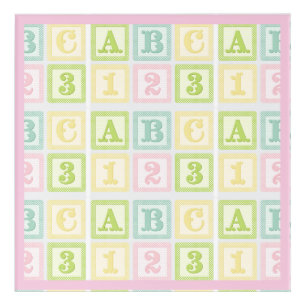 Alphabet Numbers Pastel Girl Pink Nursery Acrylic Print