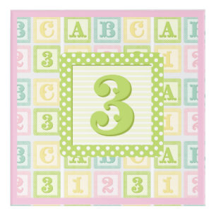 Alphabet Numbers Pastel Girl Pink Nursery Acrylic Print