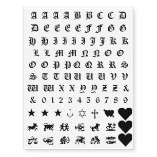 Alphabet Numbers Symbols Sun Signs Knuckle Tattoos